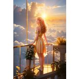 Lilyhobbyland (3578) Renkli Baskılı Sayılarla Boyama Hobi Seti (Çerçeveli) 40x50 cm: Balkondan Bakış