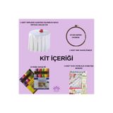 LİLYHOBBYLAND Kaneviçe Başlangıç Seti Serusse 100x100 cm Masa Örtüsü + 24 Renk İp + Kasnak + İğne + Dergi