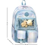 LilyMoon Dolcezza Çok Bölmeli Şeffaf Ön Cepli Toka Detaylı Ayıcıklı Okul Sırt Çantası 42X30X16 cm - Mavi