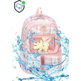 LilyMoon Dolcezza Çok Bölmeli Şeffaf Ön Cepli Toka Detaylı Ayıcıklı Okul Sırt Çantası 42X30X16 cm - Pembe