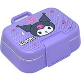 LilyMoon Mor Beslenme Kabı - Pembe Kuru Kafa Figürlü Sevimli Kedi Desenli Çelik Iç Hazneli Beslenme Kutusu