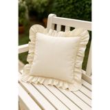 LILYUM %100 Ham Pamuklu Keten Fırfılı Kırlent Kılıfı 43x43 Cm