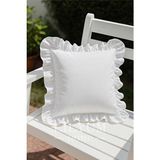 Lilyum %100 Pamuk Fırfırlı Dekoratif Kırlent Kılıfı – 43X43 cm ( 1ADET ) - 43 x 43 cm - Beyaz