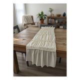 LILYUM %100 Pamuklu Dantel Detaylı Ham Keten Bohem Runner 40x110 cm