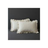LILYUM %100 Pamuklu Ham Keten Fırfırlı Yastık Kılıfı 2’li Set – 50x70 cm Doğal Dokuma