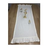 LILYUM %100 Pamuklu Ham Keten Kenarları Fırfırlı Runner 40x140 cm