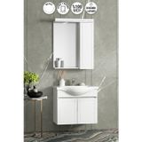 Lilyum 55 cm Beyaz MDF Pk-109 Balon Kapak Seramik Lavabolu Asma Banyo Dolabı Takımı
