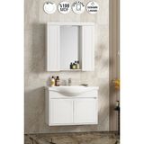 Lilyum 80 cm Beyaz Mdf PK-109 Balon Kapak Seramik Lavabolu Asma Banyo Dolabı Takımı