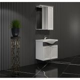 Lilyum Banyo Dolabı Takımı 55Cm Panjur Balon Kapak Renkli Panel Beyaz