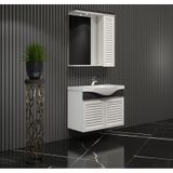 Lilyum Banyo Dolabı Takımı 65Cm Panjur Balon Kapak Renkli Panel Beyaz