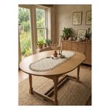 LILYUM Doğal Dokulu Püsküllü Buldan Bezi Oval Runner 40×110 cm