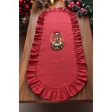 LILYUM Fırfırlı Pamuk Polyester Oval Runner 30x80 Cm