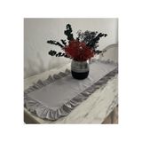 LILYUM Gri Fırfırlı Pamuk Polyester Runner 30x80 Cm