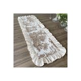 LILYUM Kahverengi Vintage Desenli Fırfırlı Runner 40x110 Cm