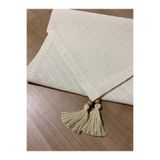 LILYUM Kare Desenli Ham Keten Runner 35x100 cm