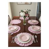 LILYUM Pamuk Polyester Fırfırlı Yuvarlak Amerikan Servisi Supla 2'li 40 Cm
