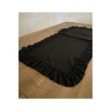 LILYUM Siyah Pamuk Polyester 40x140 Fırfırlı Runner