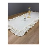 LILYUM Tam Fırfırlı 40x140 cm -Pamuklu Bej Ham Keten Runner Bej