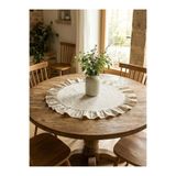 Lilza Home Bohem Fırfırlı Yuvarlak Ham Keten Runner 60 cm