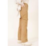 LİMABEL Kadın Kargo Cepli Camel Jeans Camel Kargo Kot Pantolon