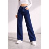 LİMABEL Kadın Lacivet Jeans Yüksek Bel Salaş Kot Pantolon