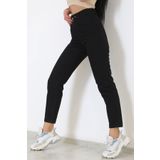 LİMABEL Kadın Yüksek Bel Siyah Mom Jeans Likralı Esnek Kot Pantolon