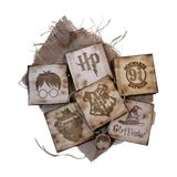 Lime Art Shop Hediyelik 4'lü Rustik Harry Potter Bardak Altlık El Yapımı Özel Jüt Paketinde - Ahşap