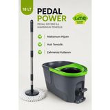 Lime Pedallı Temizlik Seti - Microfiber Mop Bezli - 360° Döner Başlıklı Otomatik Turbo Pedallı Kova Seti - Üretici Garantili - Gri
