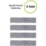 Lime Spreyli Camsil Yedek Bez - 4 Adet - Spreyli Çekpas Su Hazneli Silikonlu Microfiber Cam Temizleyici - Gri