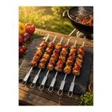 Limeks Home 12 Adet 47 cm Paslanmaz Çelik Mangal Şişi Ergonomik Saplı Kebap ve Izgara Şiş Seti