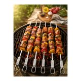 Limeks Home 6 Adet 40 cm Paslanmaz Çelik Mangal Şişi Ergonomik Saplı Kebap ve Izgara Şiş Seti
