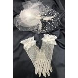 Limelia Gül ve Dantel Detaylı Gelin Eldiveni ve Vualet Nikah Şapkası