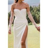 Limelia Sade Özel Tasarım Şeffaf Tül Gelin Eldiveni Nikah İçin Dğün Eldiveni Beyaz