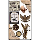 LIMITED Adalet ve Hukuk Temalı Vintage Sticker – Lady Justice, Terazi ve Tokmak Tasarım | 22x30 cm Büyük Boy