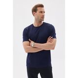 LIMITED Düz Kısa Kollu Rayon Erkek Lacivert Triko Tişört - XL