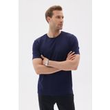 LIMITED Düz Kısa Kollu Rayon Erkek Lacivert Triko Tişört