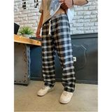 Limited Edition Siyah Y2K Ekose - Kareli Desen Model Bol Paça Relaxed Unisex Oversize Pijama Altı - XL