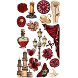 Limiteds Vintage Kırmızı Aesthetic Sticker Seti 22x30 cm – Gül, Mum, Kuğu, Saat, Kelebek