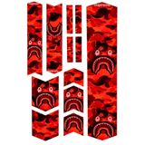 Limitless Design Bisiklet Sticker Seti 22x30 cm Kırmızı Kamuflaj desenli kaplama Seti