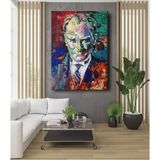 Limitless Design Dekor Ofisi Yağlı Boya Görünümlü Mustafa Kemal Atatürk Portresi Dekoratif Hd Baskı Kanvas Tablo - 100 x 70 - Renkli