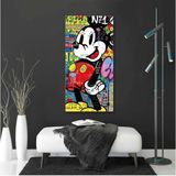 Limitless Design Mickie Mouse Grafitti Sokak Sanatı Sevimli Fare Dikey Hd Baskı Kanvas Tablo - 60 x 120 - Renkli