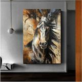 Limitless Design Resimli Tablo Yağlı Boya Görünümlü At Tablosu Hd Baskı Kanvas Tablo - 70 x 140 - Renkli