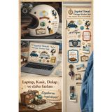 Limitless Design Seyahat Temalı Vintage Sticker Seti – Valiz, Kamera, Dünya & Travel Motifli Çıkartmalar