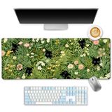 LIMKRIAN Anime Kedi Mouse Pad Yeşil Masa Mat, Dikişli Kenarları ile XL Oyun Mouse Pad Kaymaz, Masaüstü Bilgisayar Dizüstü Bilgisayar Çalışma Ev için Büyük Klavye Mat Sevimli Ofis Masası Aksesuarları