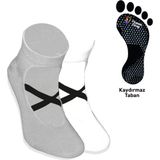Limmon Store 2'li Gri Beyaz Yoga Pilates Çorap Set - Renkli - 36 - 40