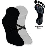Limmon Store 2'li Siyah Gri Yoga Pilates Çorap Set - Renkli - 36 - 40