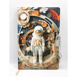 Limmy 3D Görünümlü Hatıra Defteri (Günlük) Kilitli Defter 80 Yaprak - Turuncu Astronot