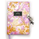 Limmy Çiçek Ebru Desen Hatıra Defteri (Günlük) Kilitli Defter 80 Yaprak - Mor