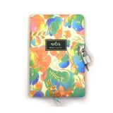 Limmy Çiçek Ebru Desen Hatıra Defteri (Günlük) Kilitli Defter 80 Yaprak - Turuncu