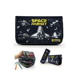 Limmy Kalem Kutusu Siyah Mekik Space Kawai Organizer Kalemkutu Vegan Deri Üç Bölmeli Kalemlik Siyah